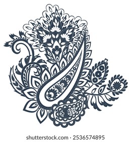 Isolated Vector Paisley pattern in floral indian style