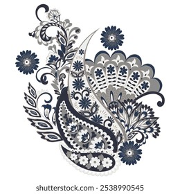 Padrão de Paisley vetorial isolado em estilo indiano floral