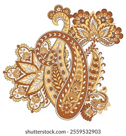 Isolated Vector Paisley pattern in floral indian style