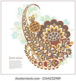 Isolated Vector Paisley pattern in floral indian style