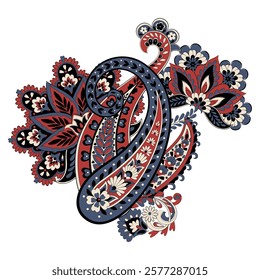 Isolated Vector Paisley pattern in floral indian style