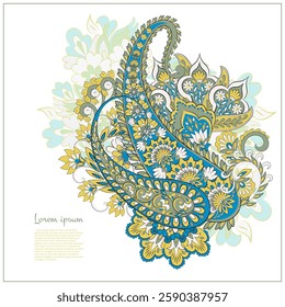 Isolated Vector Paisley pattern in floral indian style