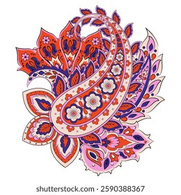 Isolated Vector Paisley pattern in floral indian style