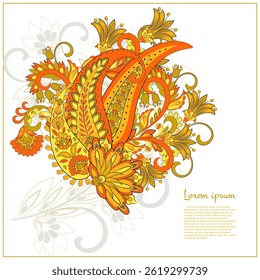 Isolated Vector Paisley pattern in floral indian style