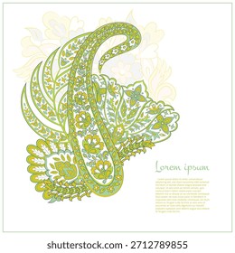 Isolated Vector Paisley pattern in floral indian style