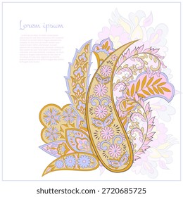 Patrón de Vector aislado Paisley en estilo indio floral