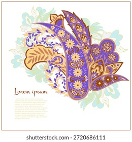 Patrón de Vector aislado Paisley en estilo indio floral