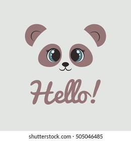 Isolated vector panda logo. Animal illustration. Hello icon. Smiling bear image. 