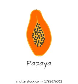 Isolated vector papay icon. Orange fruit logo design concept. Silhouette food papaw in modern flat style. Illustration for background