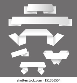 Isolated vector paper ribbons on gray background