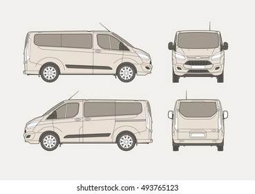 Vehículo comercial de pasajeros vectorial aislado 