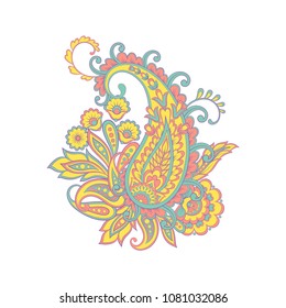 Isolated vector pattern with paisley ornament