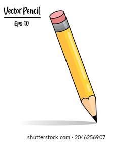 Isolated vector pencil illustration. Vector cartoon style pencil illustration. Education and background to school isolated element. Pencil illustration for graphic design. Stationary design element.