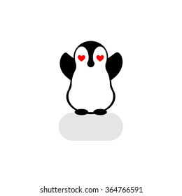 Isolated vector penguin logo. Animal icon. Cartoon illustration. Winter sign. Black and white. Graphic image.