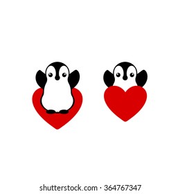 Isolated vector penguin logo. Animal icon. Cartoon illustration. Winter sign. Black and white. Graphic image.