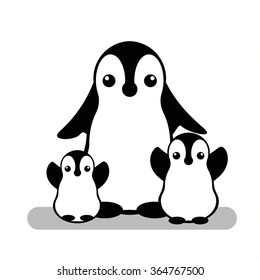 Isolated vector penguin logo. Animal icon. Cartoon illustration. Winter sign. Black and white. Graphic image.