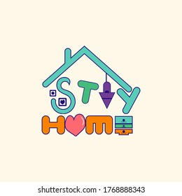 Isolated vector phrases on white background. stay at home