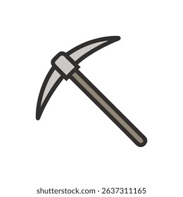 Isolated vector pickaxe graphic for mining or construction work