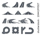 Isolated vector pictures of pathway, different roads and long highway. Illustration of road pathway, curve path asphalt of set