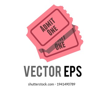 The isolated vector pink tradional admission ticket icon with words Admit one and number