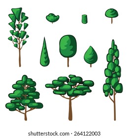 Isolated vector plants and trees. Abstract simple drawing