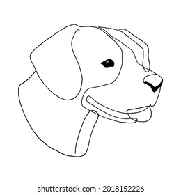 Isolated vector portrait of a beagle dog, line art style