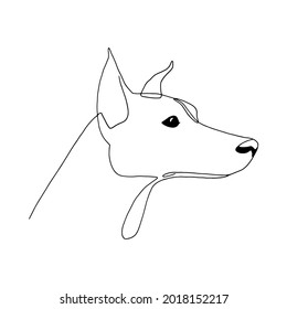 Isolated vector portrait of a doberman dog, line art style