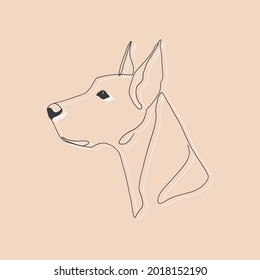 Isolated vector portrait of a dog, line art style