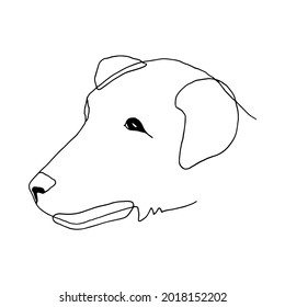 Isolated vector portrait of a dog, line art style
