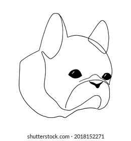 Isolated vector portrait of a french bulldog, line art style