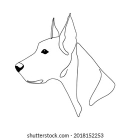 Isolated vector portrait of a great dane dog, line art style