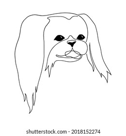 Isolated vector portrait of a Pekingese dog, line art style