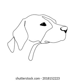 Isolated vector portrait of a pointer dog, line art style