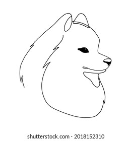 Isolated Vector Portrait Samoyed Dog Line Stock Vector (Royalty Free ...