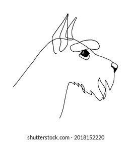 Isolated vector portrait of a schnauzer dog, line art style