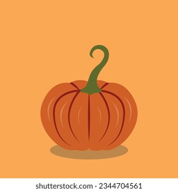 Isolated vector of a pumpkin on an orange background