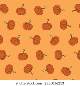 Isolated vector of a pumpkin pattern on an orange background