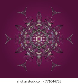Isolated of vector purple, gray and brown snowflake. Fine winter ornament. Colorful snowflakes Vector illustration.