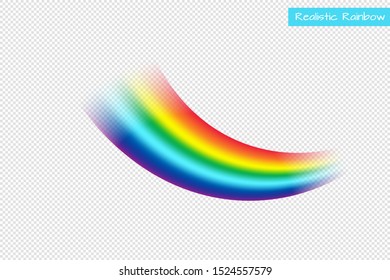 Isolated vector rainbow on transparent background. Realistic arch in the sky. Fantasy vector Illustration