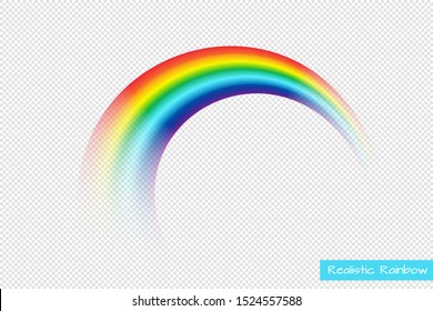Isolated vector rainbow on transparent background. Realistic arch in the sky. Fantasy vector Illustration