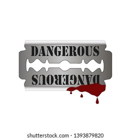 isolated vector razor with blood