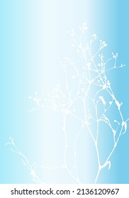 Flor realistas vectorial aislada, hierba, planta o ramita sobre fondo iridiscente de color pastel. Concepto de póster minimalista con siluetas delicadas de formas orgánicas. Arte botánico abstracto moderno