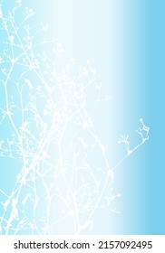 Isolated vector realistic flower, herb, plant or twig on pastel colored iridescent background. Minimalist poster  concept with delicate silhouettes of organic shapes. Modern abstract botanical artwork