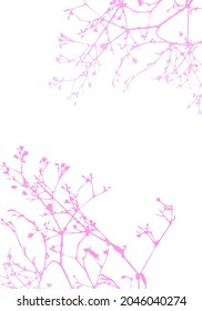 Isolated vector realistic plant, herb or twig in pastel  iridescent colors on white. Minimalist poster or card concept with delicate silhouettes of organic shapes. Modern abstract botanical artwork.