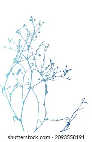 Isolated vector realistic plant, herb or twig in pastel  iridescent colors on white. Minimalist poster or card concept with delicate silhouettes of organic shapes. Modern abstract botanical artwork.