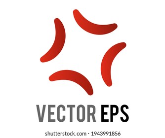 The isolated vector red anger symbol icon in anime or manga, represent veins popping on angry person