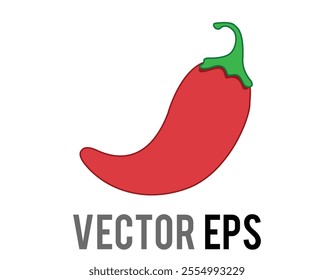 The isolated vector red curled Mexican chili pepper flat icon with green stem, representing some foot hot and spicy