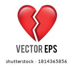 The isolated vector red love heart broken in two emoji icon, breaking heart, brokenhearted