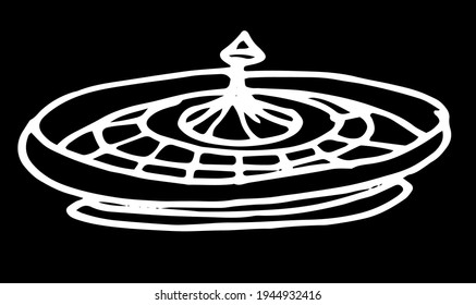Isolated vector roulette element from the casino drawn by hand in the doodle style. side-drawn roulette from las vegas black colnture on white background