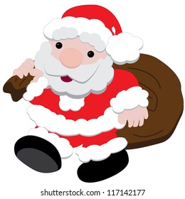 Isolated vector of Santa Claus carrying a sack